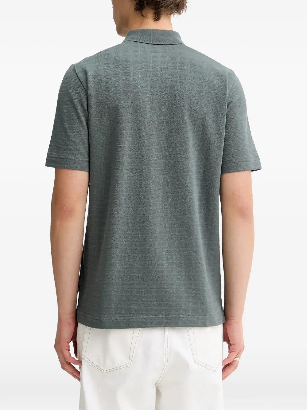 Marc O'Polo Geruit poloshirt Grijs