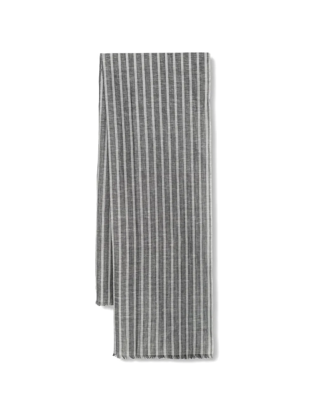 Marc O'Polo striped frayed-edge scarf - Grigio