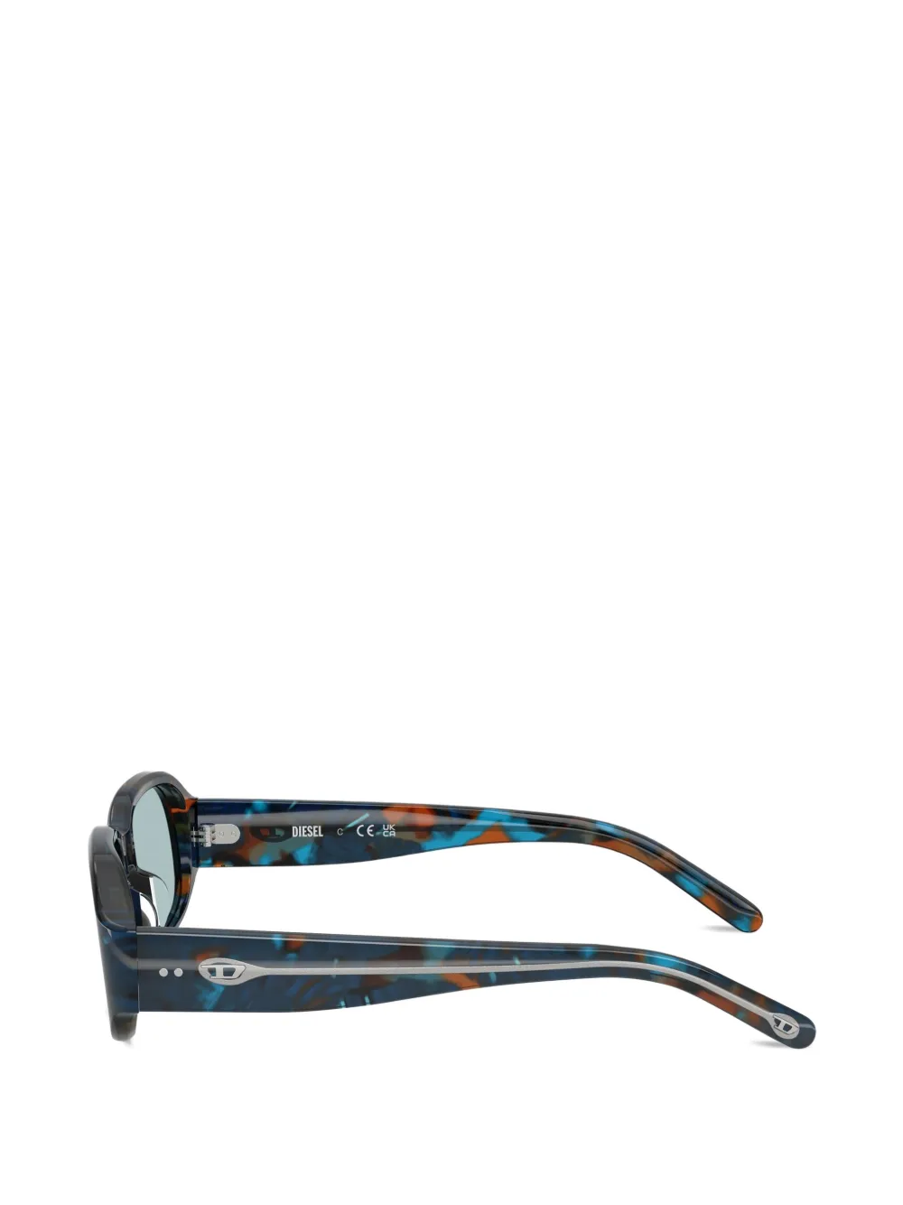 Diesel Zonnebril met rechthoekig montuur Blauw