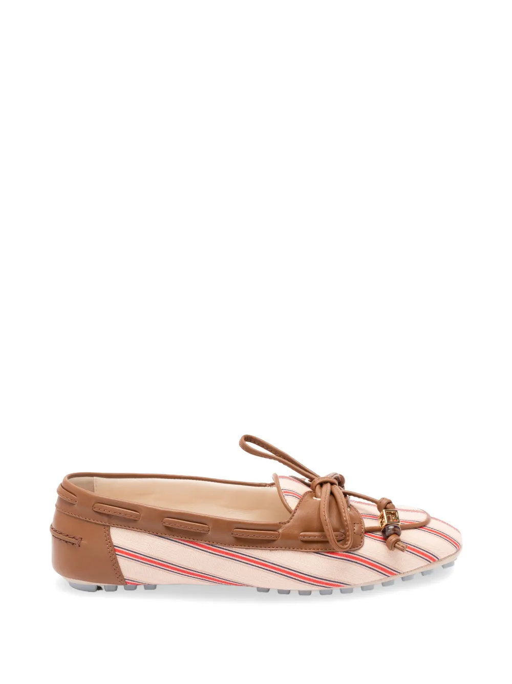 FENDI striped leather-trim loafers - Toni neutri