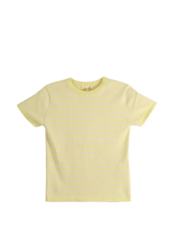 Auralee Striped Cotton T-shirt in Yellow