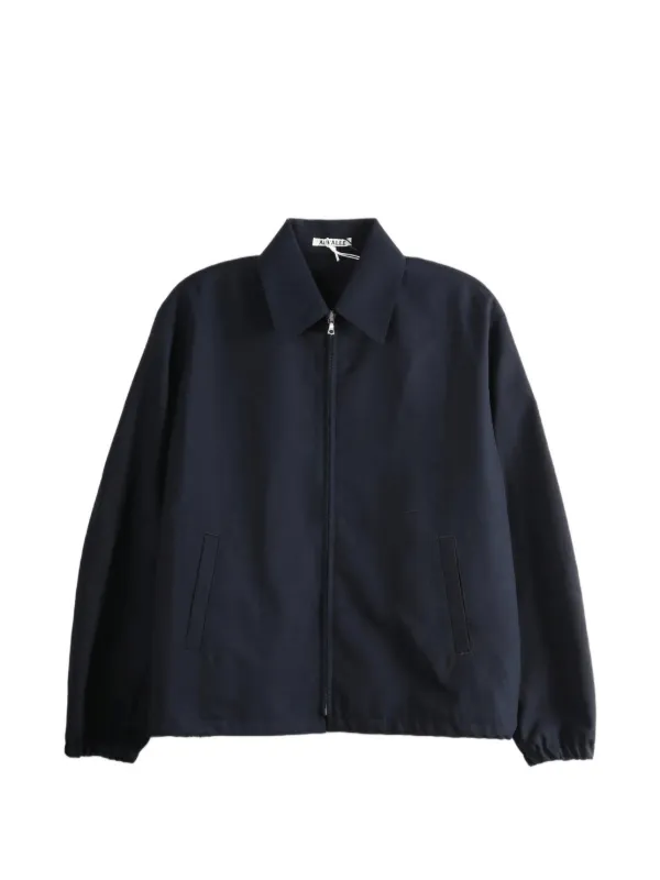 Auralee Zip-up Elasticated-hem Jacket in Blue