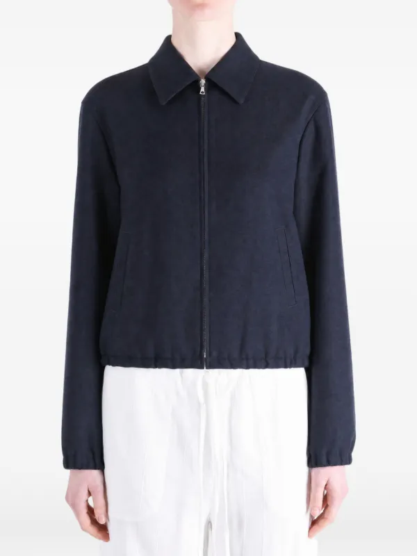Auralee zip-up elasticated-hem Jacket | Blue | FARFETCH