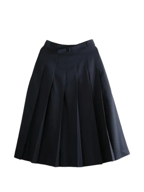 Auralee belted pleated midi skirt