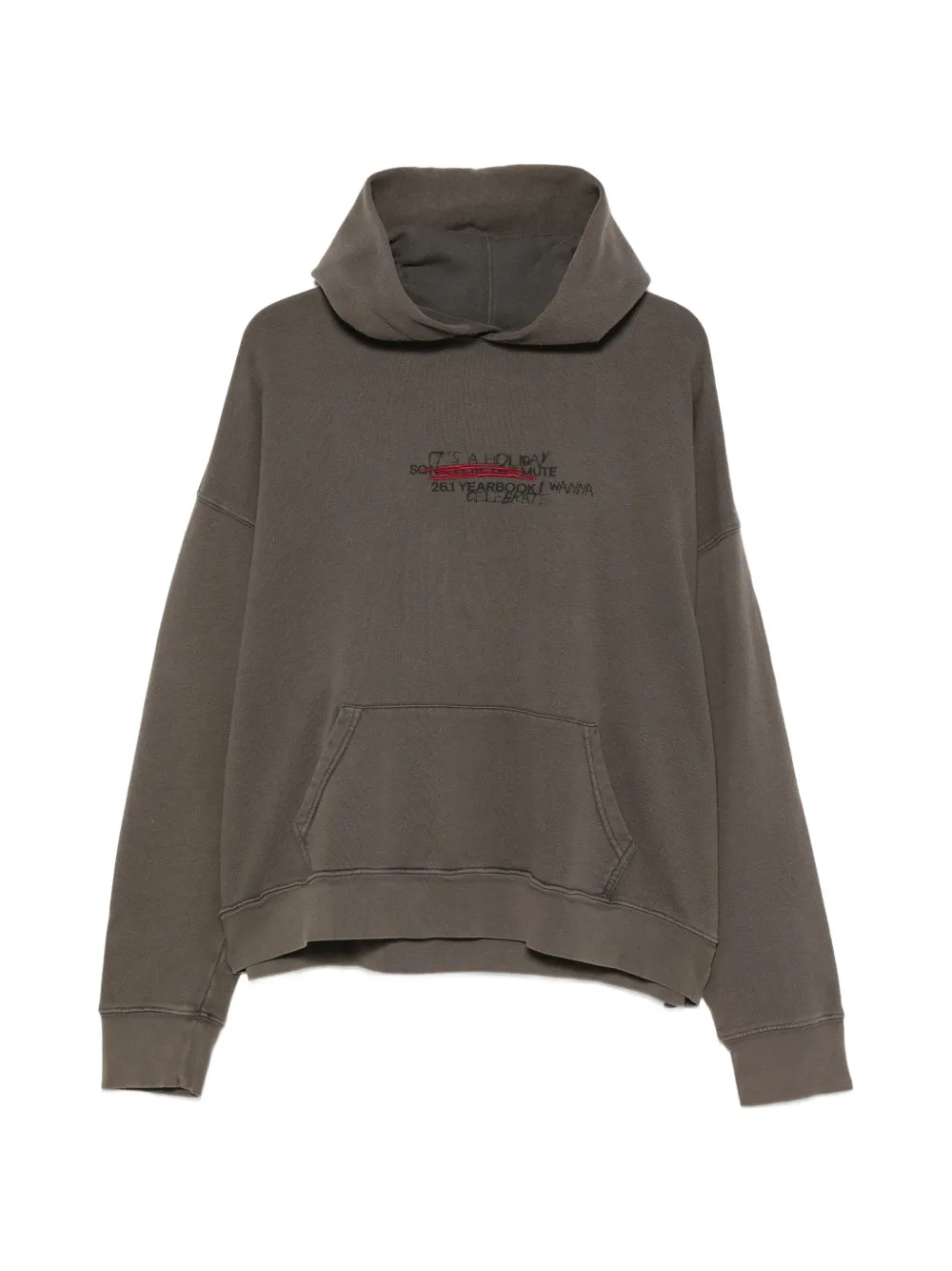 Song For The Mute embroidered-logo pouch-pocket hoodie - Marrone