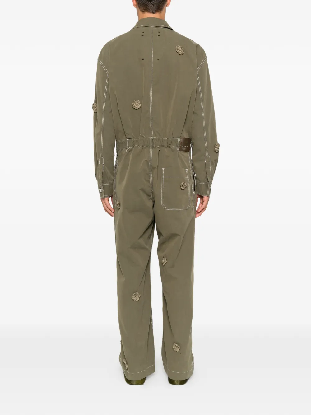 Song For The Mute x Birkensock Gardener jumpsuit met gehaakte bloem Groen