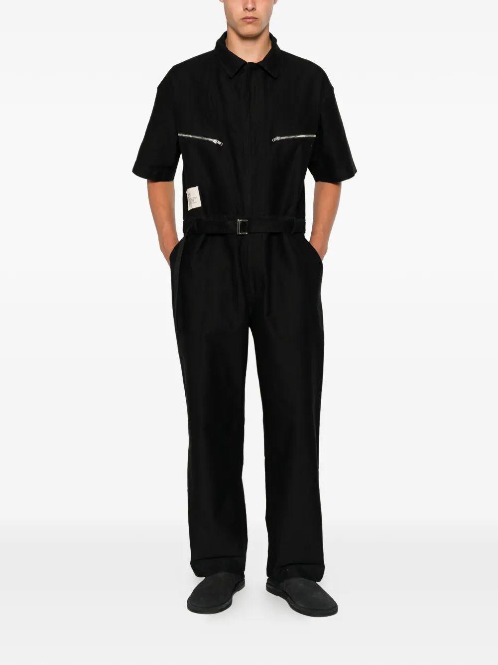 Song For The Mute x Birkenstock jumpsuit met ritszak en ceintuur Zwart