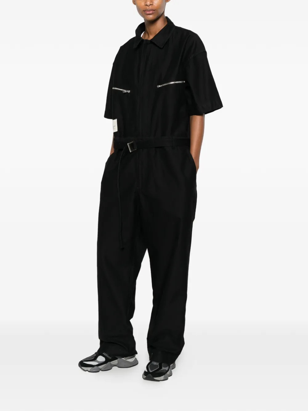 Song For The Mute x Birkenstock jumpsuit met ritszak en ceintuur Zwart