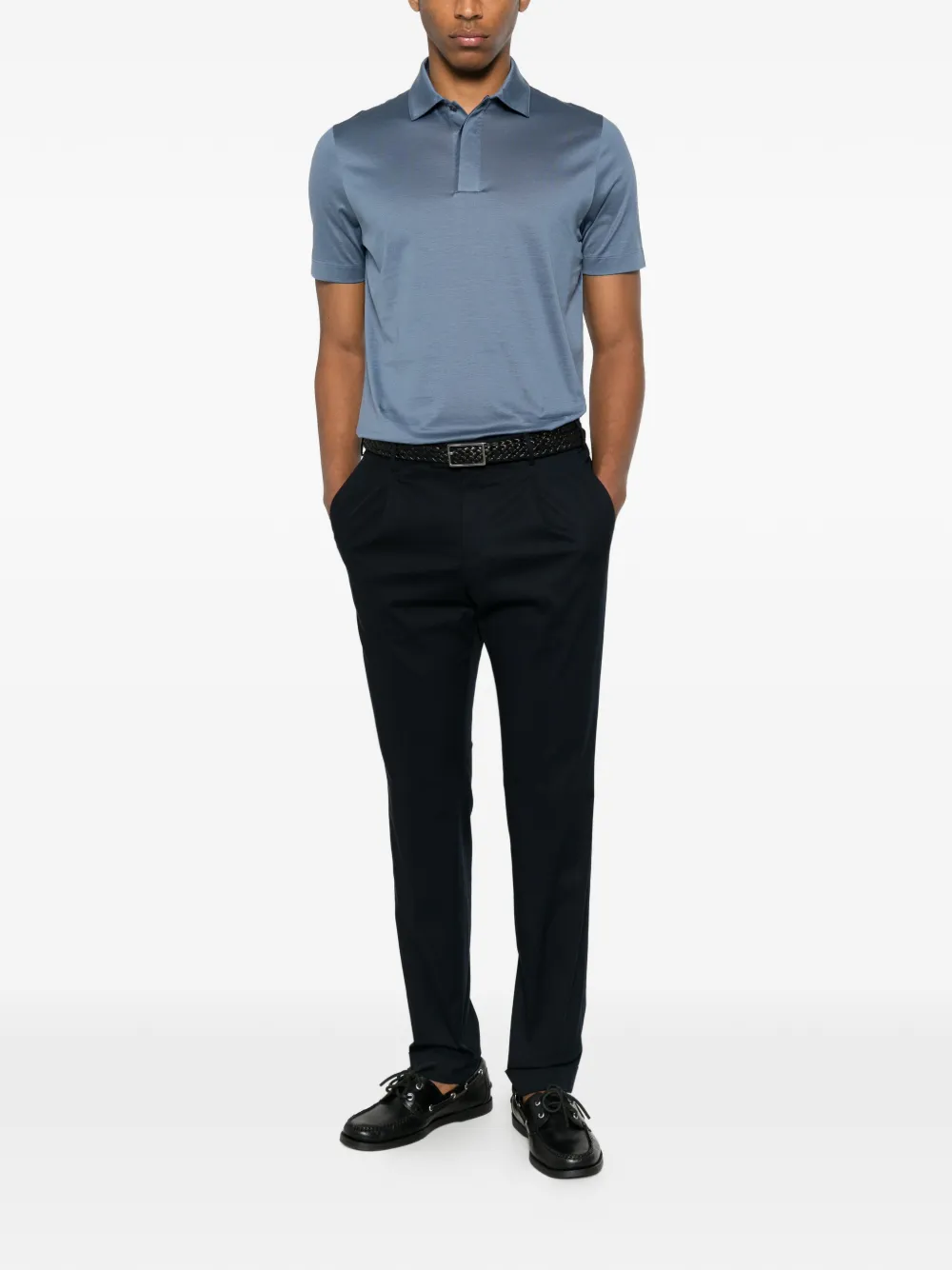 PT Torino Pantalon met geplooide voorkant Blauw