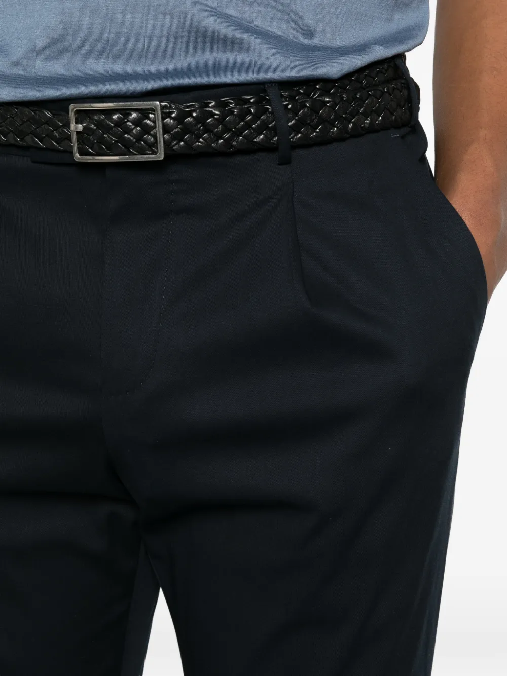 PT Torino Pantalon met geplooide voorkant Blauw