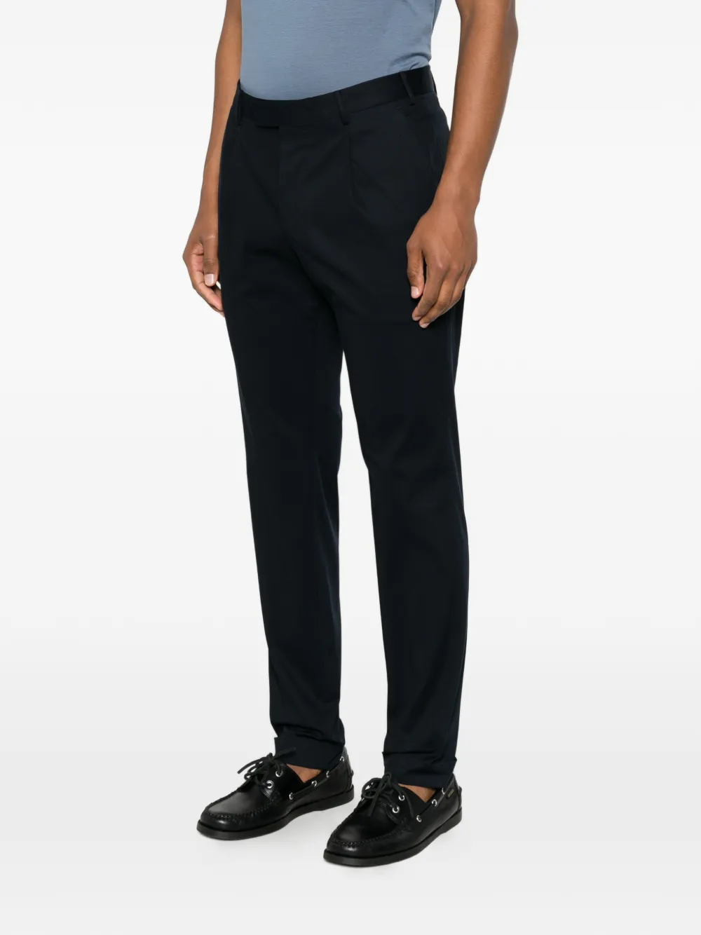 PT Torino Pantalon met geplooide voorkant Blauw