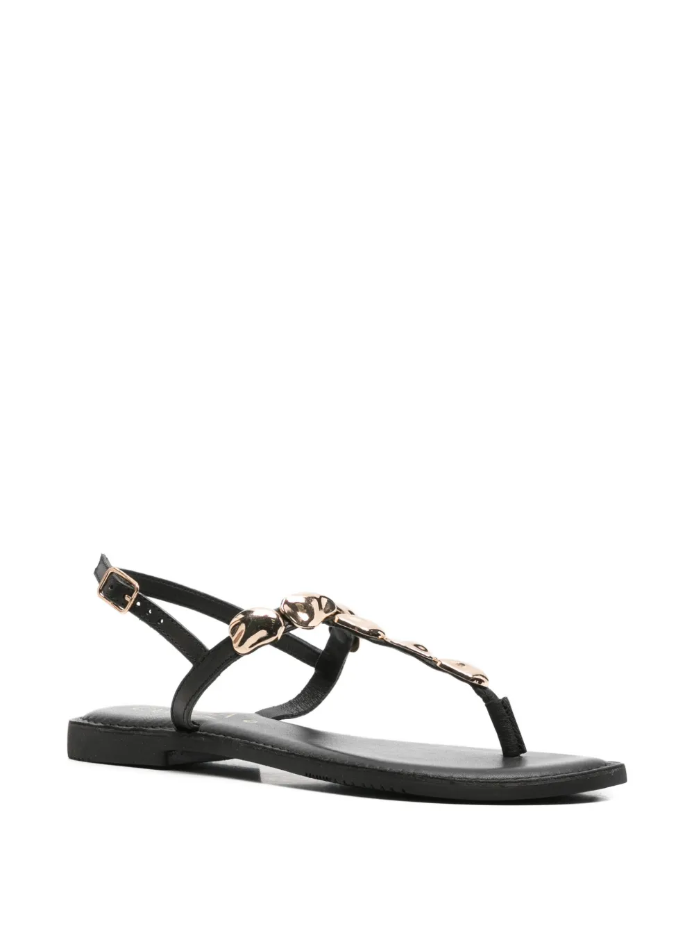 Carmela Leren sandalen Zwart