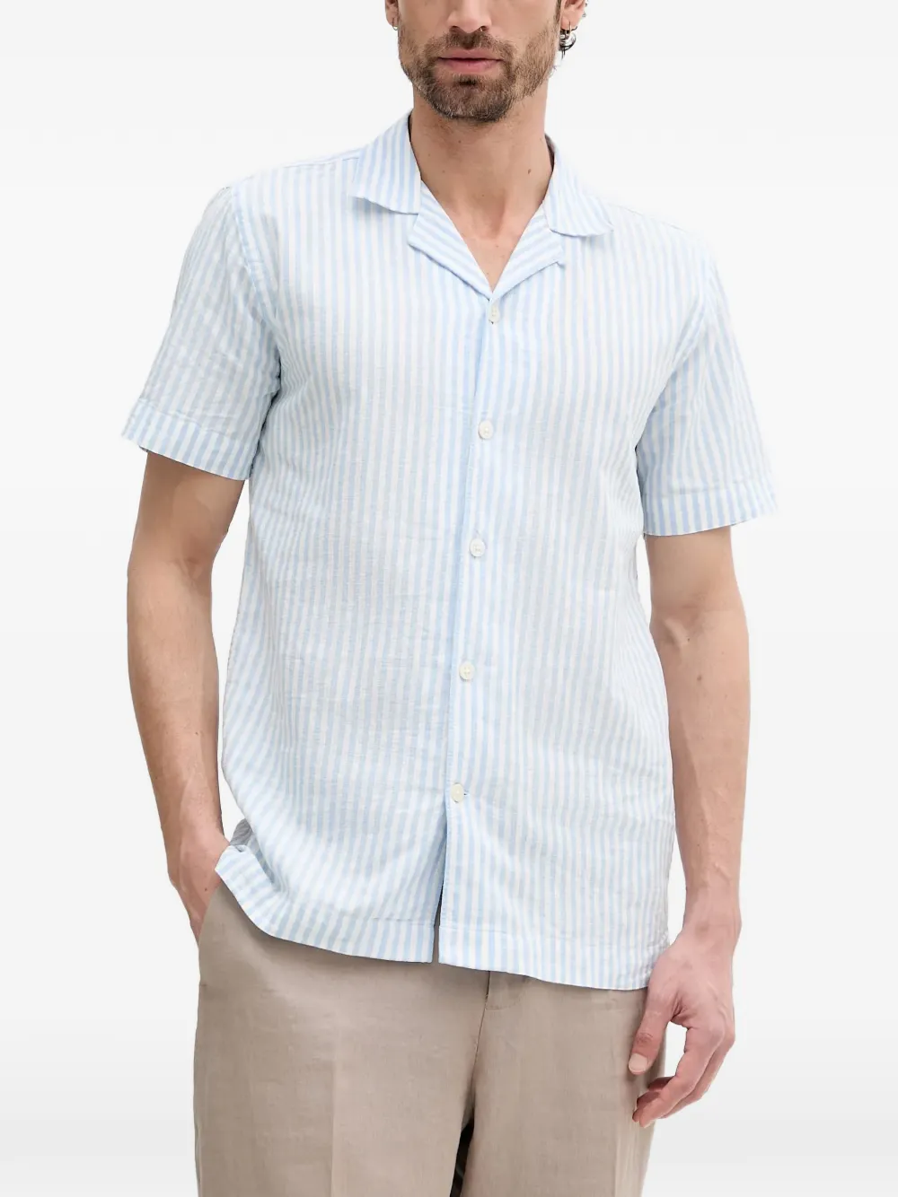 Lindbergh vertical-stripe short-sleeve shirt