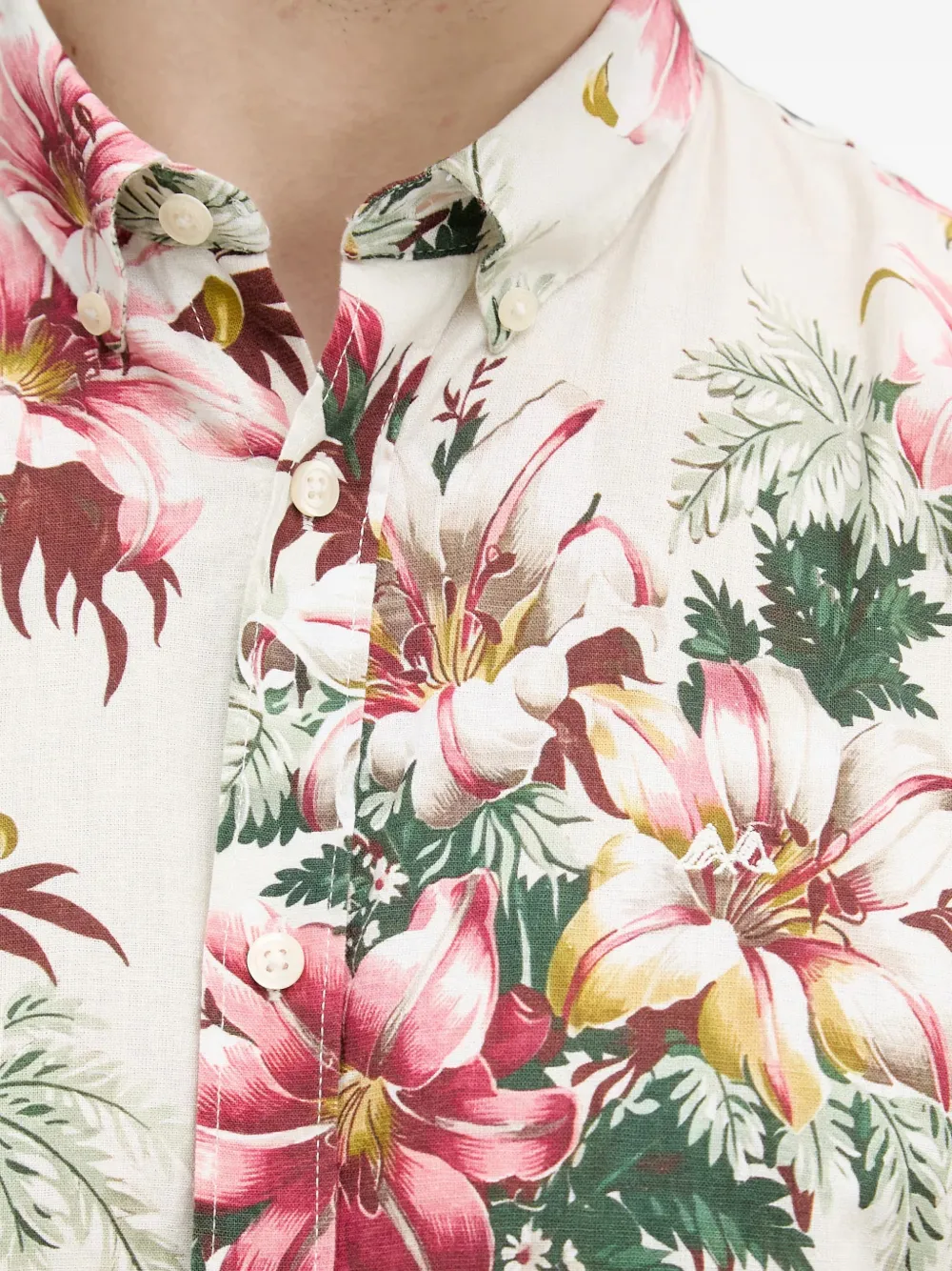 Lindbergh Overhemd met bloemenprint Beige