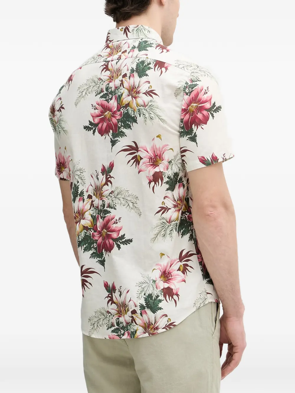 Lindbergh Overhemd met bloemenprint Beige