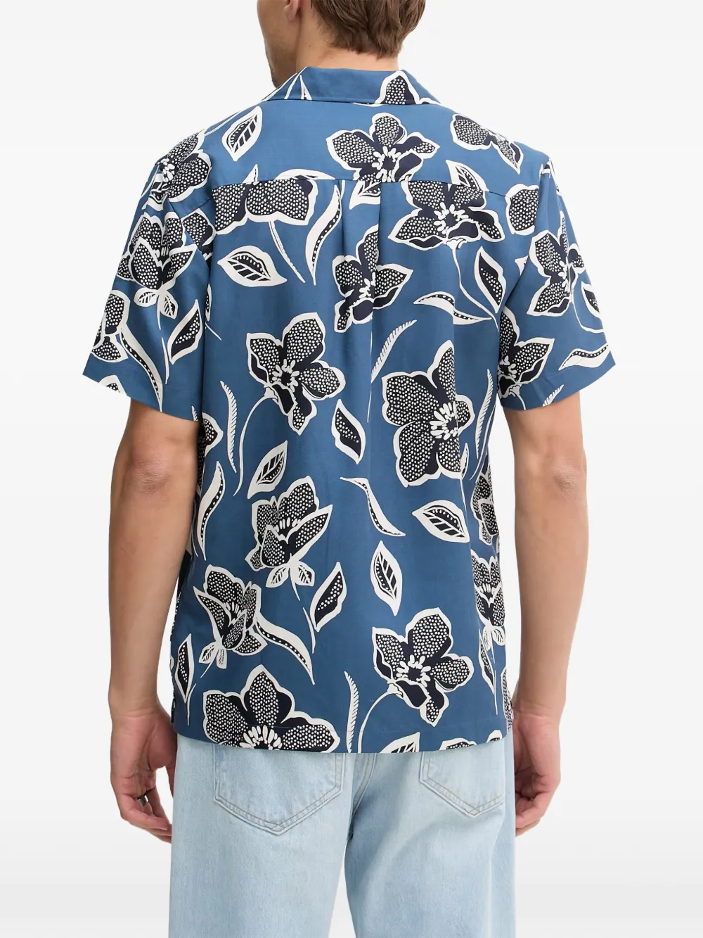Lindbergh floral-print short-sleeve shirt Blauw