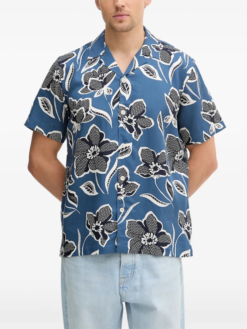 Lindbergh floral-print short-sleeve shirt