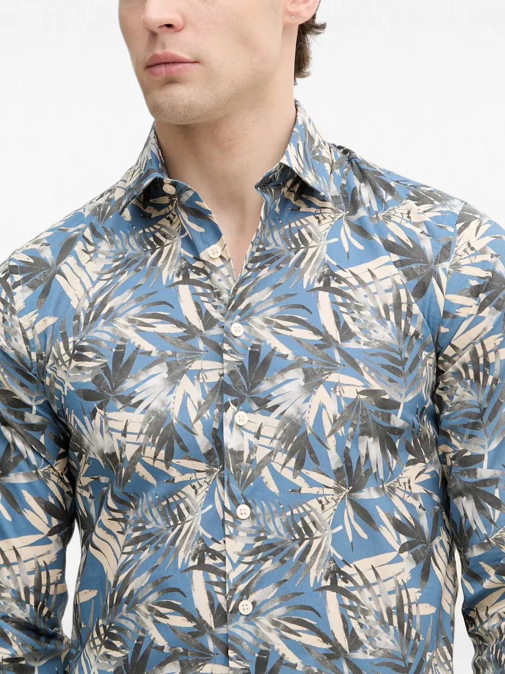 Lindbergh Overhemd met palmprint Blauw
