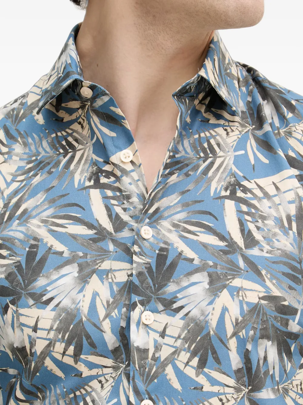 Lindbergh Overhemd met palmprint Blauw
