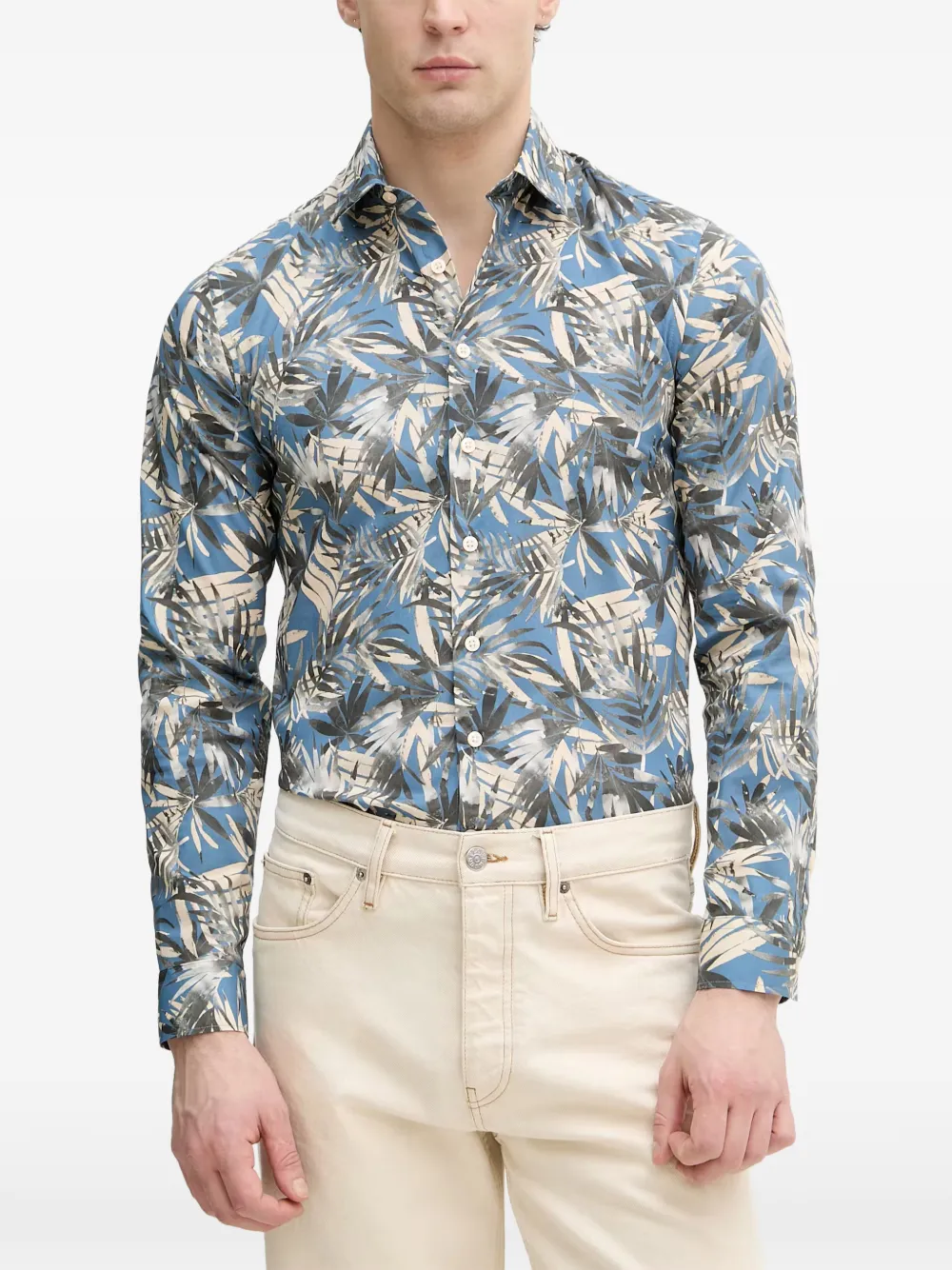Lindbergh palm-print long-sleeve shirt