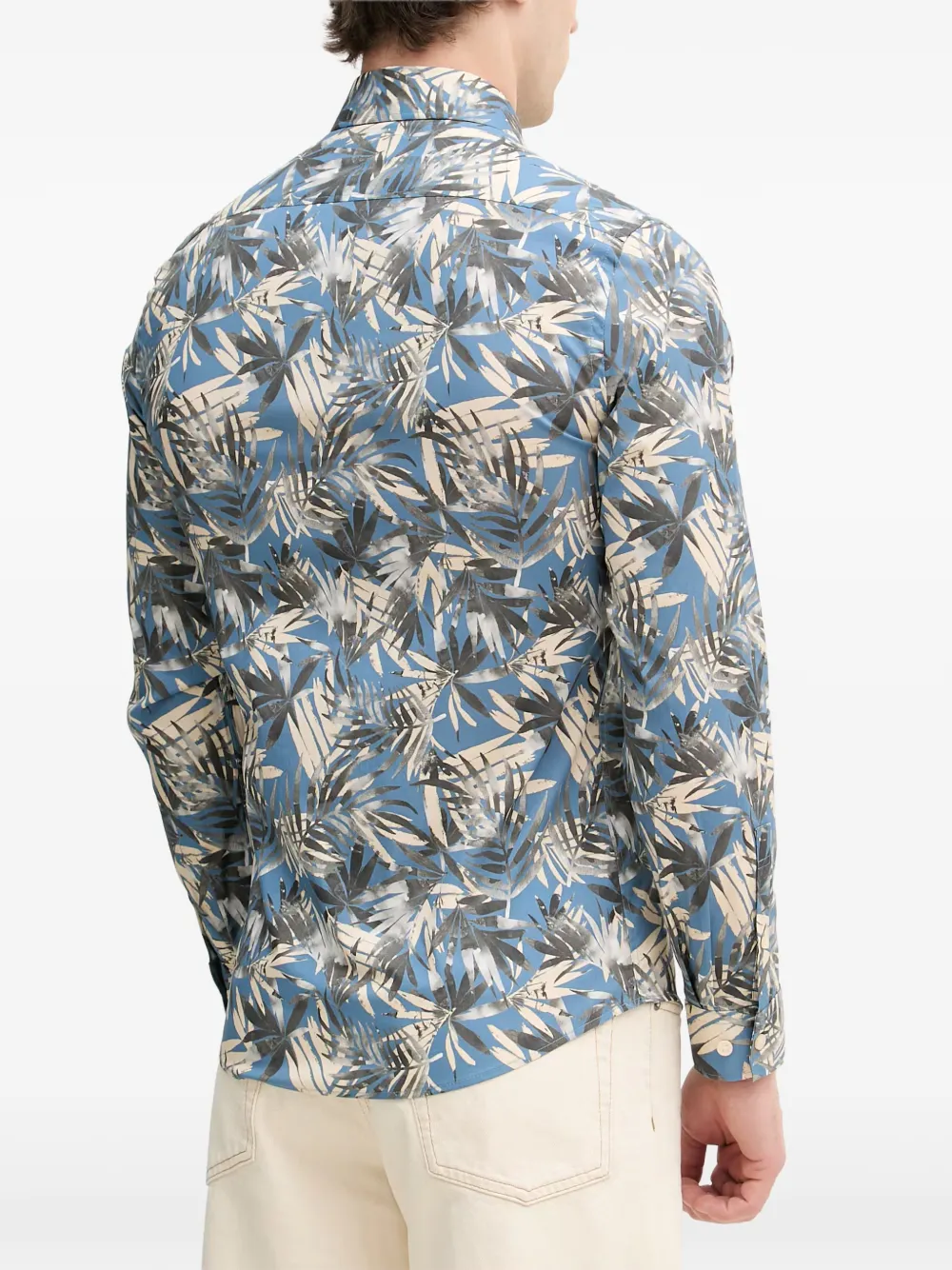 Lindbergh Overhemd met palmprint Blauw