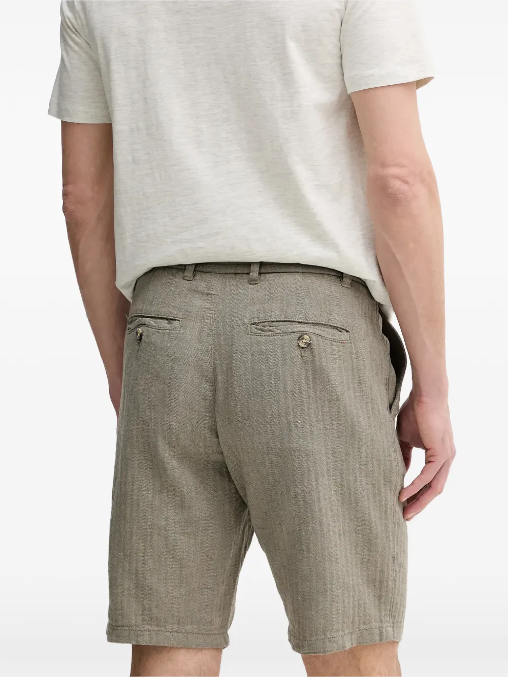 Lindbergh herringbone-weave drawstring shorts Groen