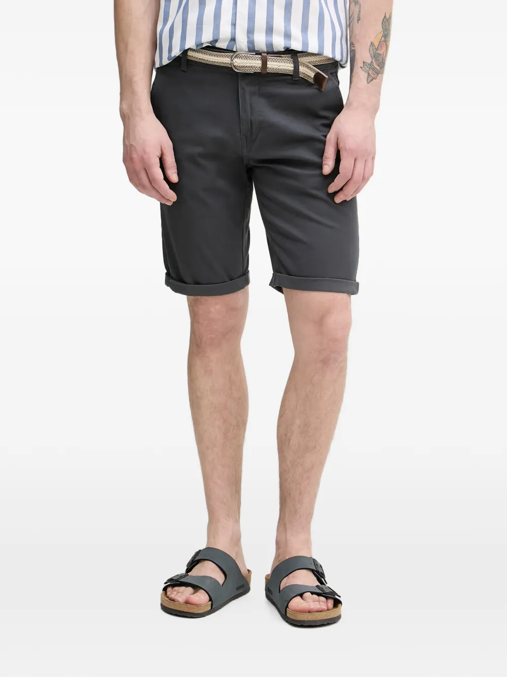 Lindbergh belted rolled-cuff shorts - Grigio