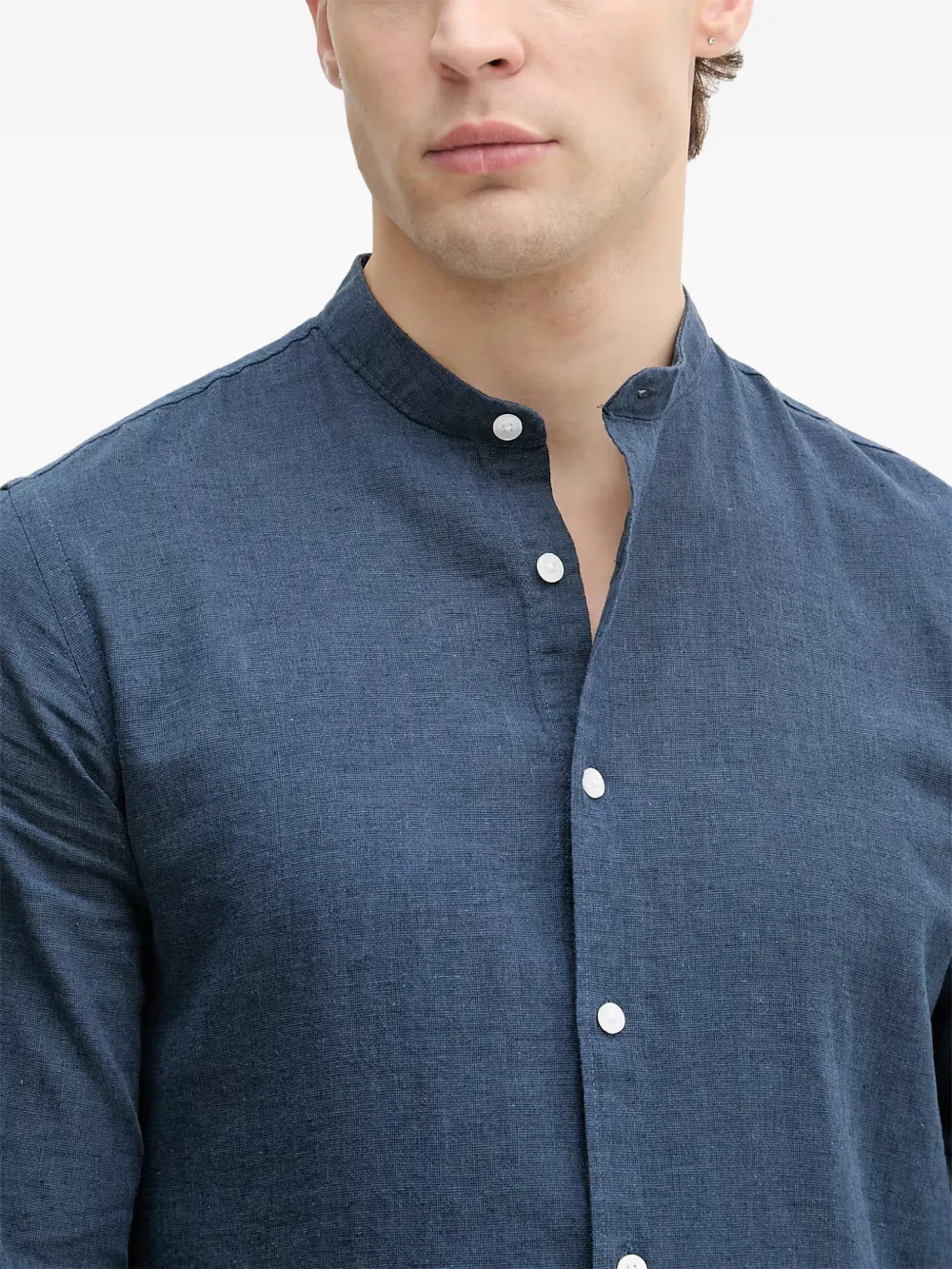 Lindbergh Overhemd met bandkraag Blauw