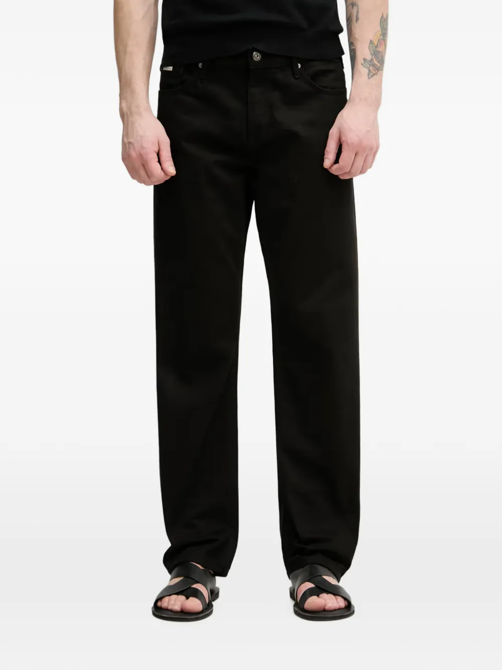 Lindbergh logo-patch straight-leg jeans - Nero