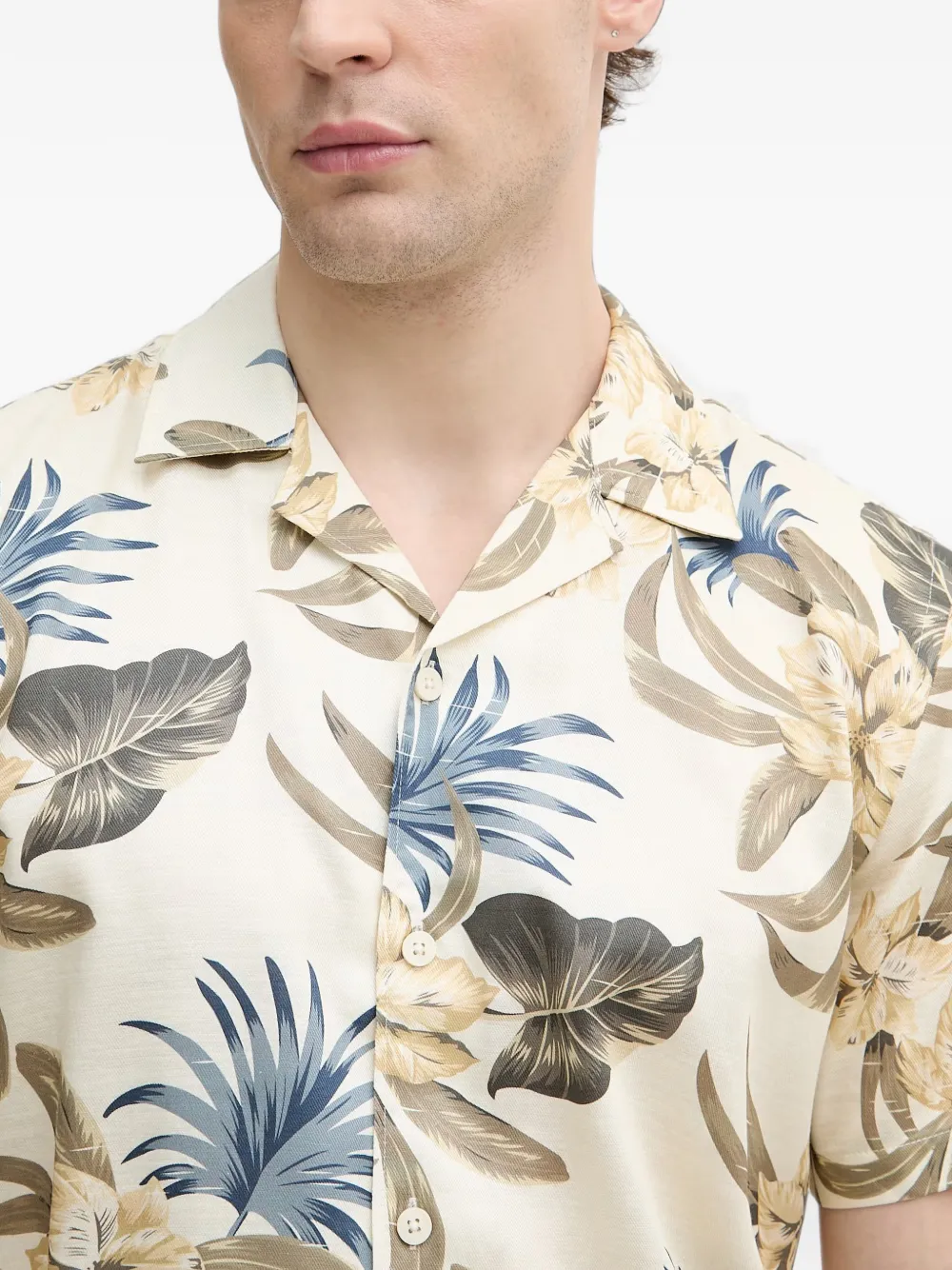 Lindbergh Overhemd met bloemenprint Beige