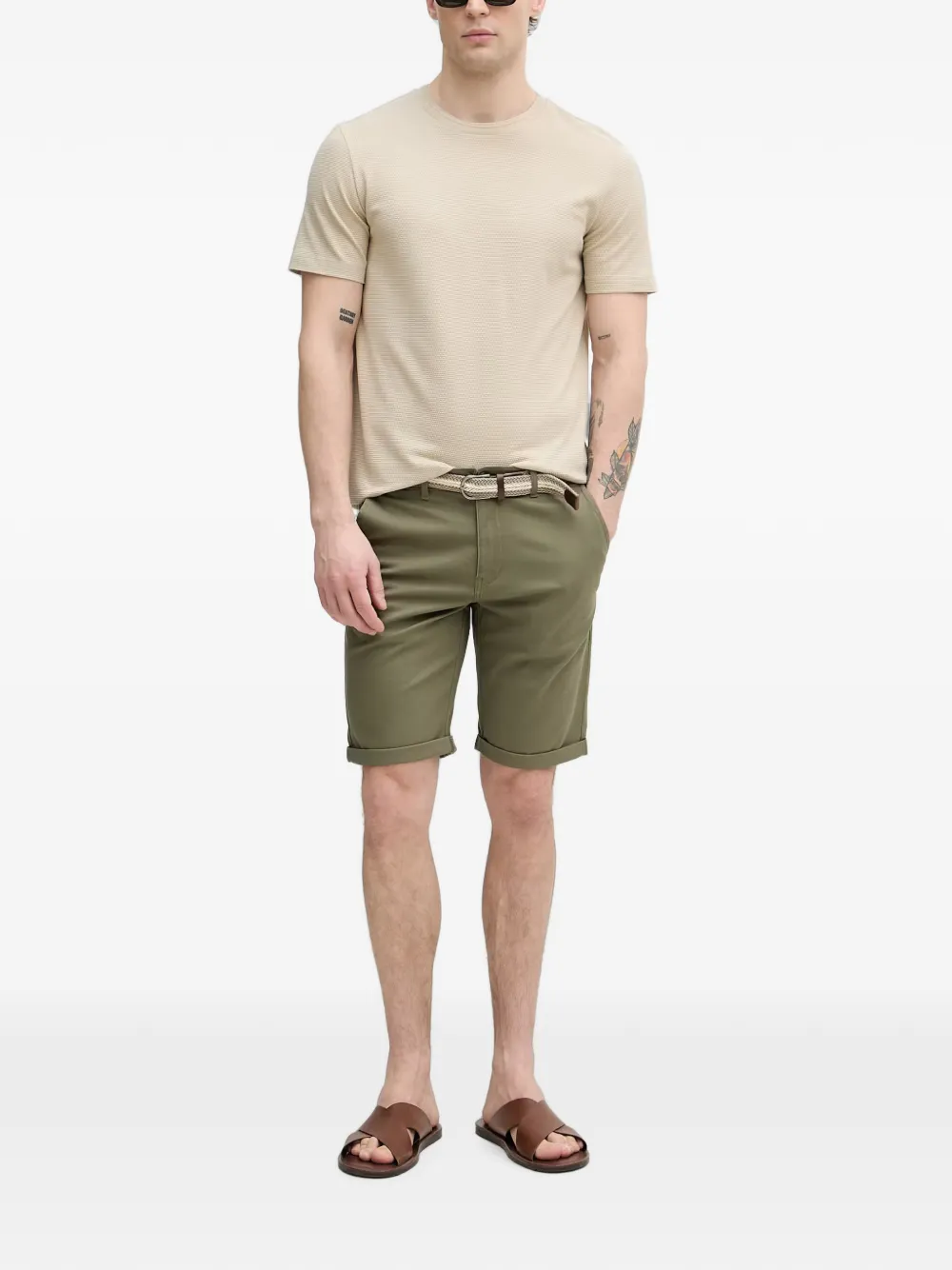 Lindbergh Shorts met opgerolde pijpen Groen