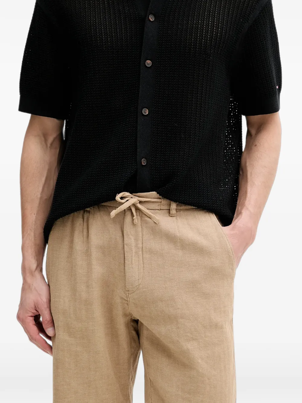 Lindbergh Shorts met trekkoord en visgraatpatroon Bruin