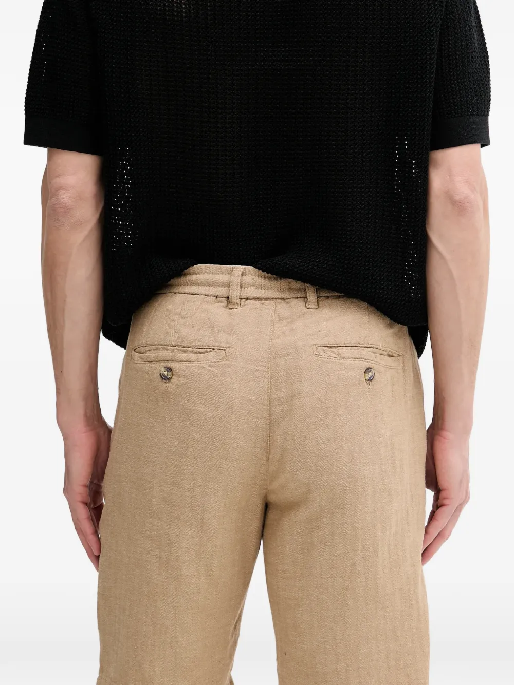 Lindbergh herringbone drawstring deck shorts
