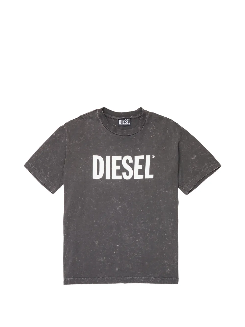 Diesel Kids logo-print acid-wash T-shirt Grijs