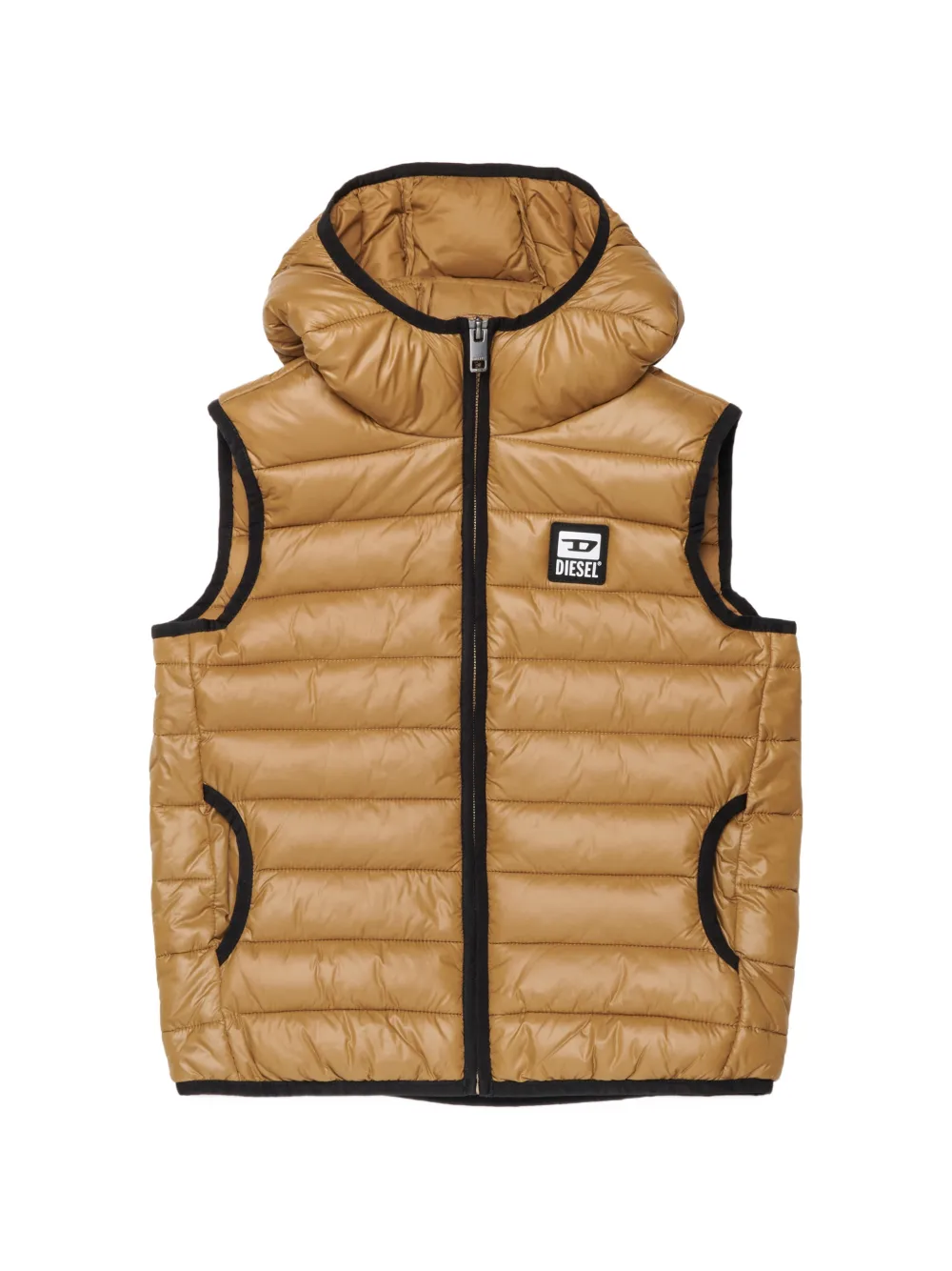 Diesel Kids quilted hooded gilet - Brown