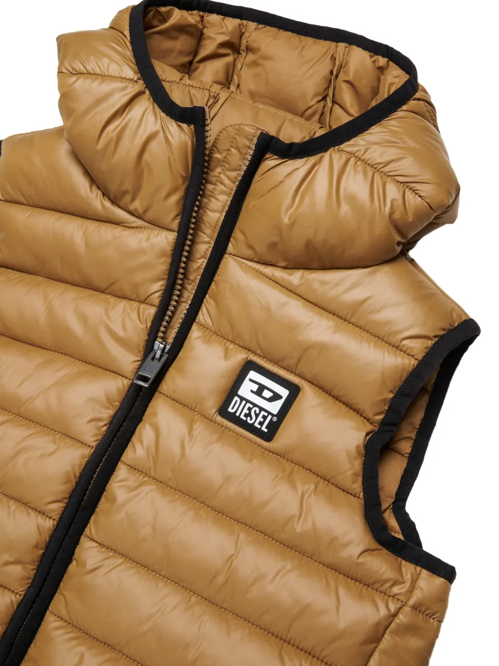 Diesel Kids quilted hooded gilet Bruin