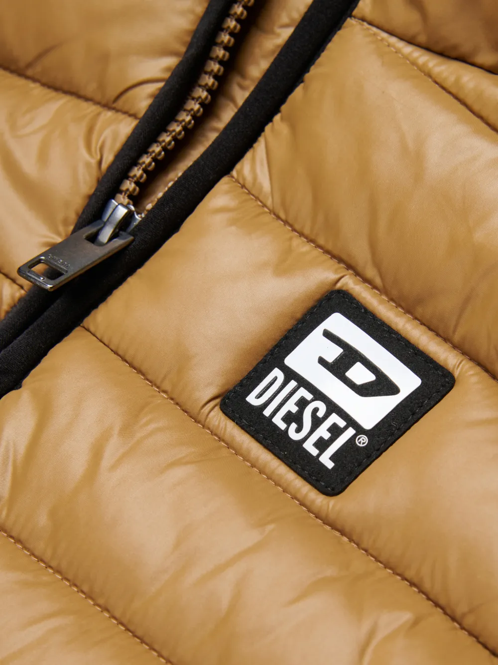 Diesel Kids quilted hooded gilet Bruin