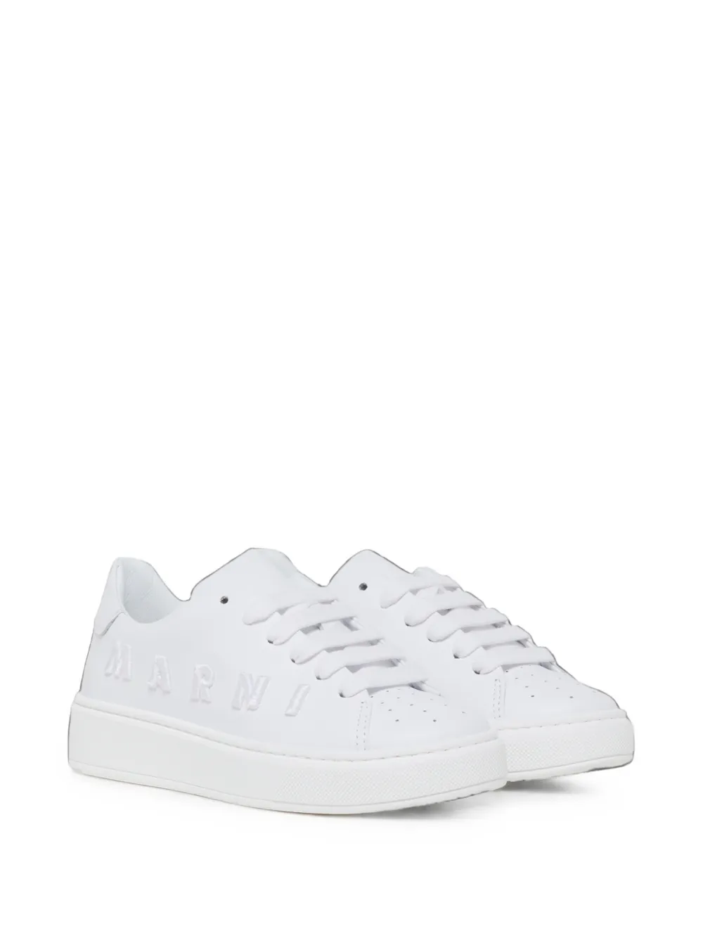 Marni Kids logo-embroidered leather sneakers - Bianco