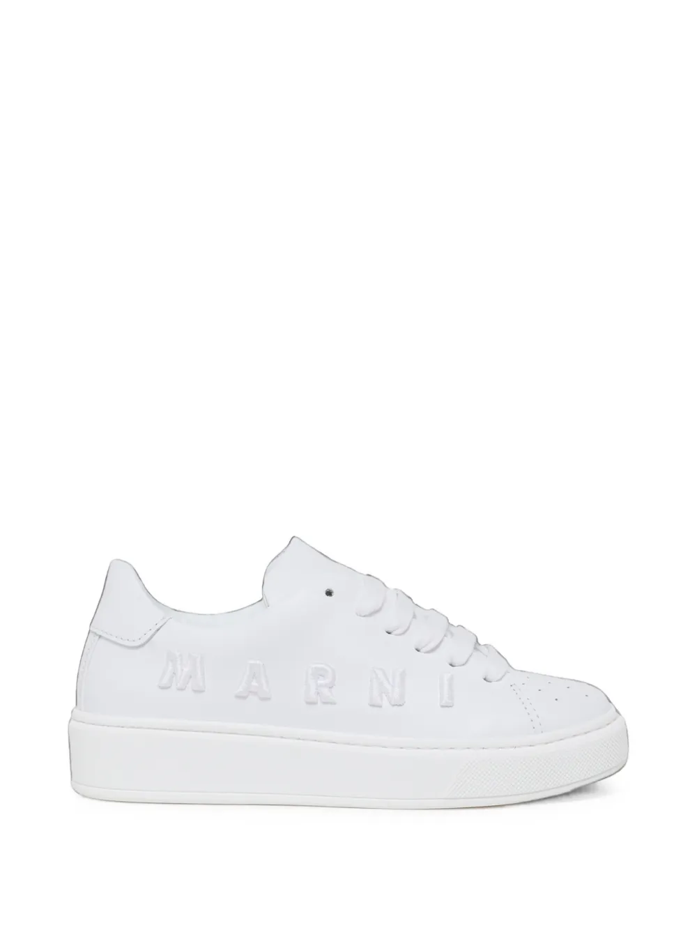 Marni Kids logo-embroidered leather sneakers Wit