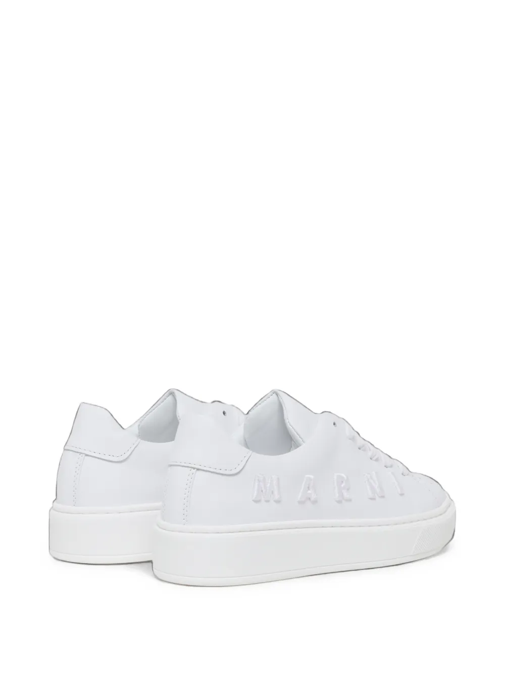 Marni Kids logo-embroidered leather sneakers Wit