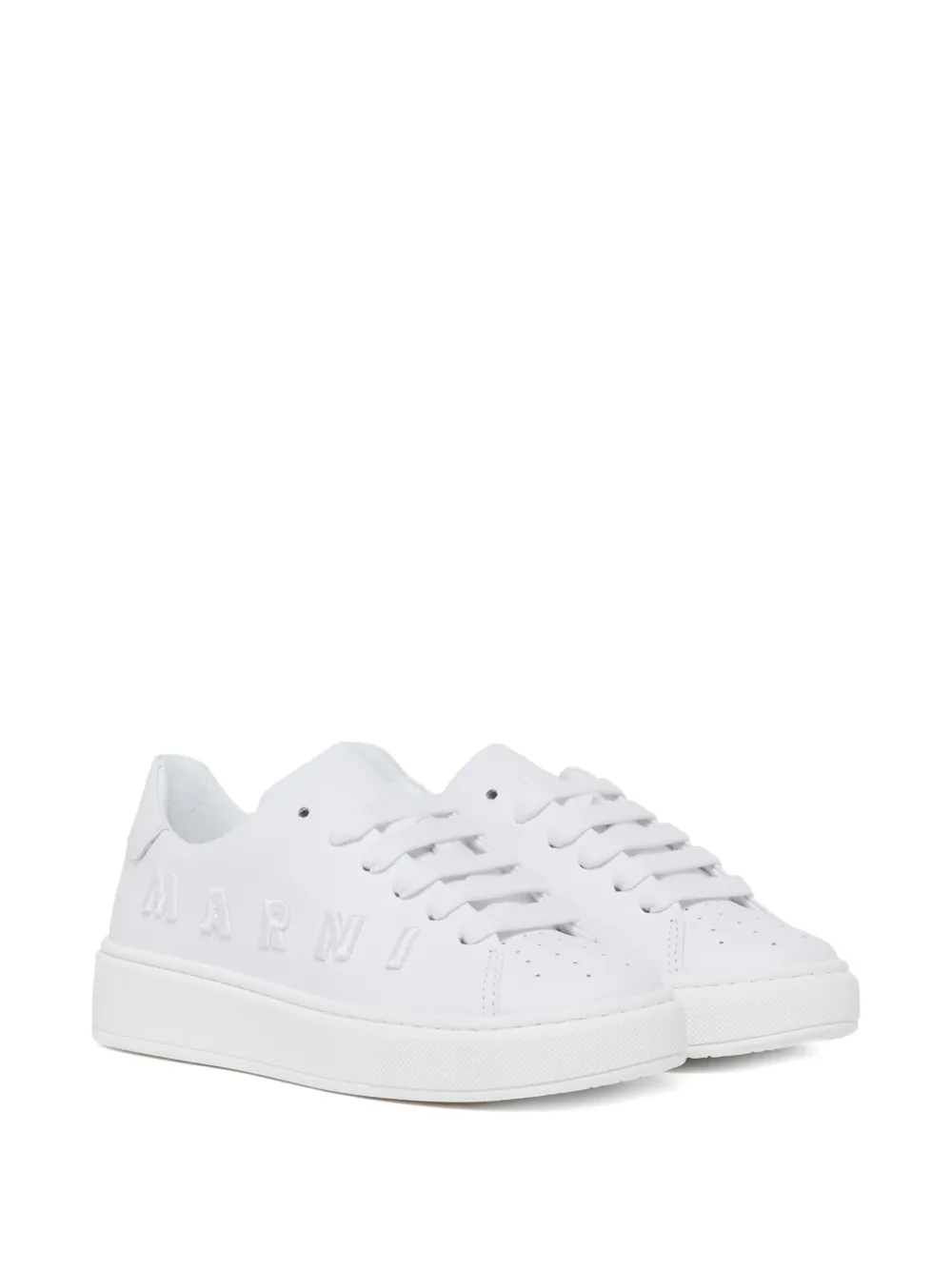 Marni Kids logo-embroidered leather sneakers - Bianco
