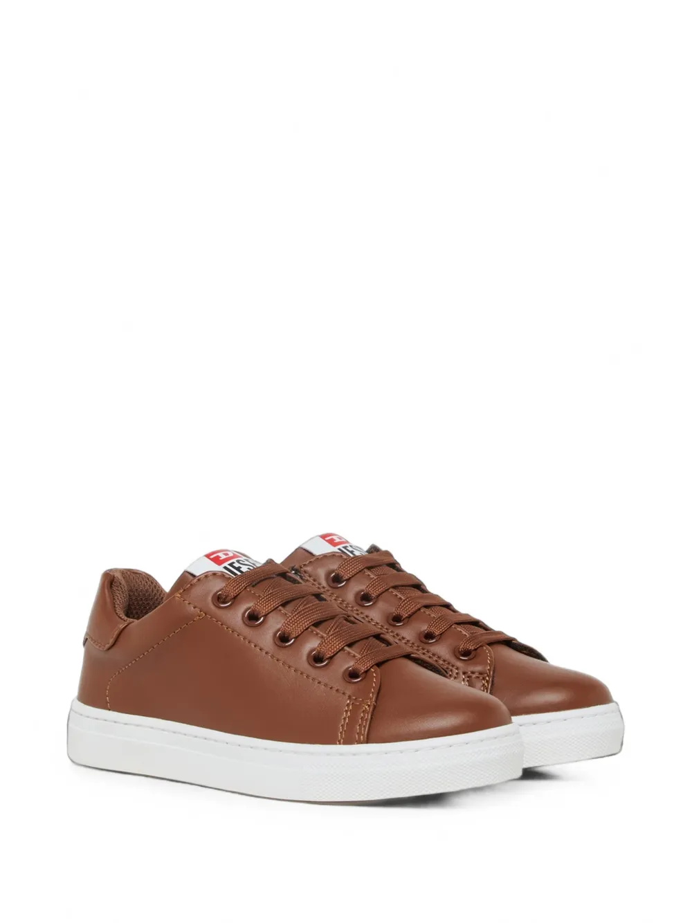 Diesel Kids logo-patch lace-up sneakers - Marrone