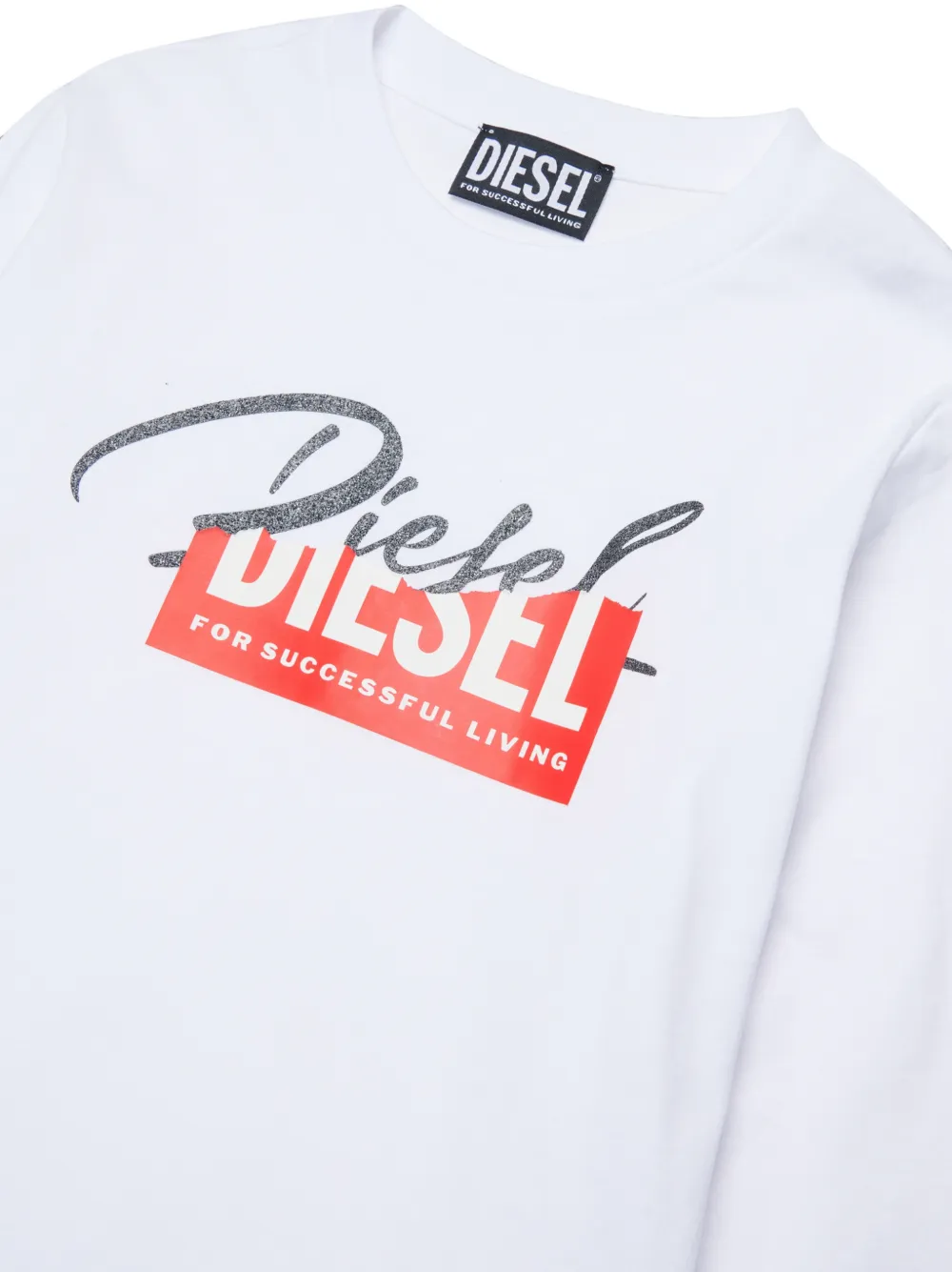 Diesel Kids T-shirt met lange mouwen en logo-print Wit