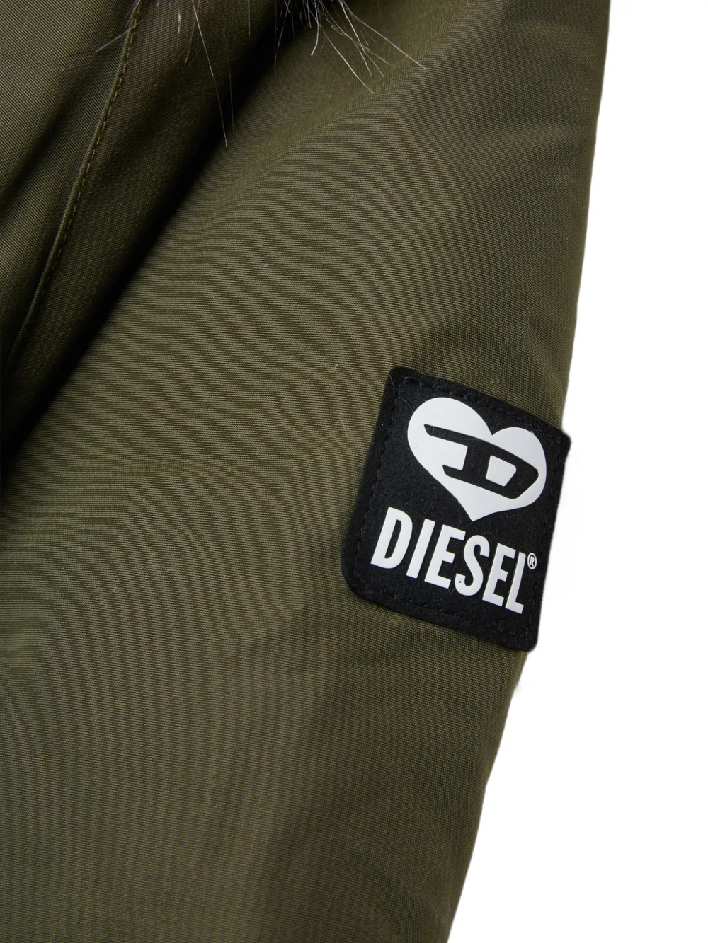 Diesel Kids Jas met imitatiebont Groen