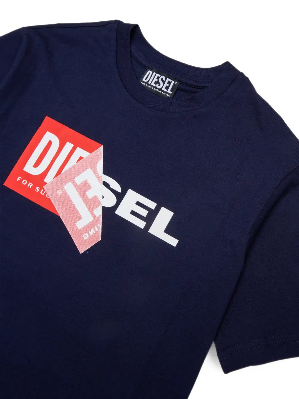 Diesel Kids Katoenen T-shirt met logoprint Blauw