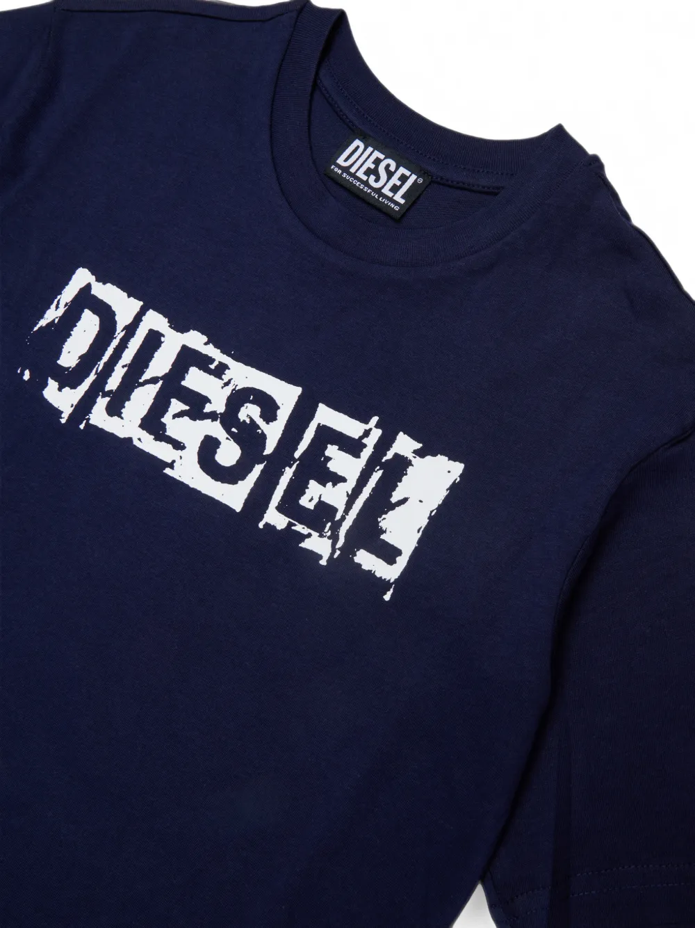 Diesel Kids Katoenen T-shirt met logoprint Blauw