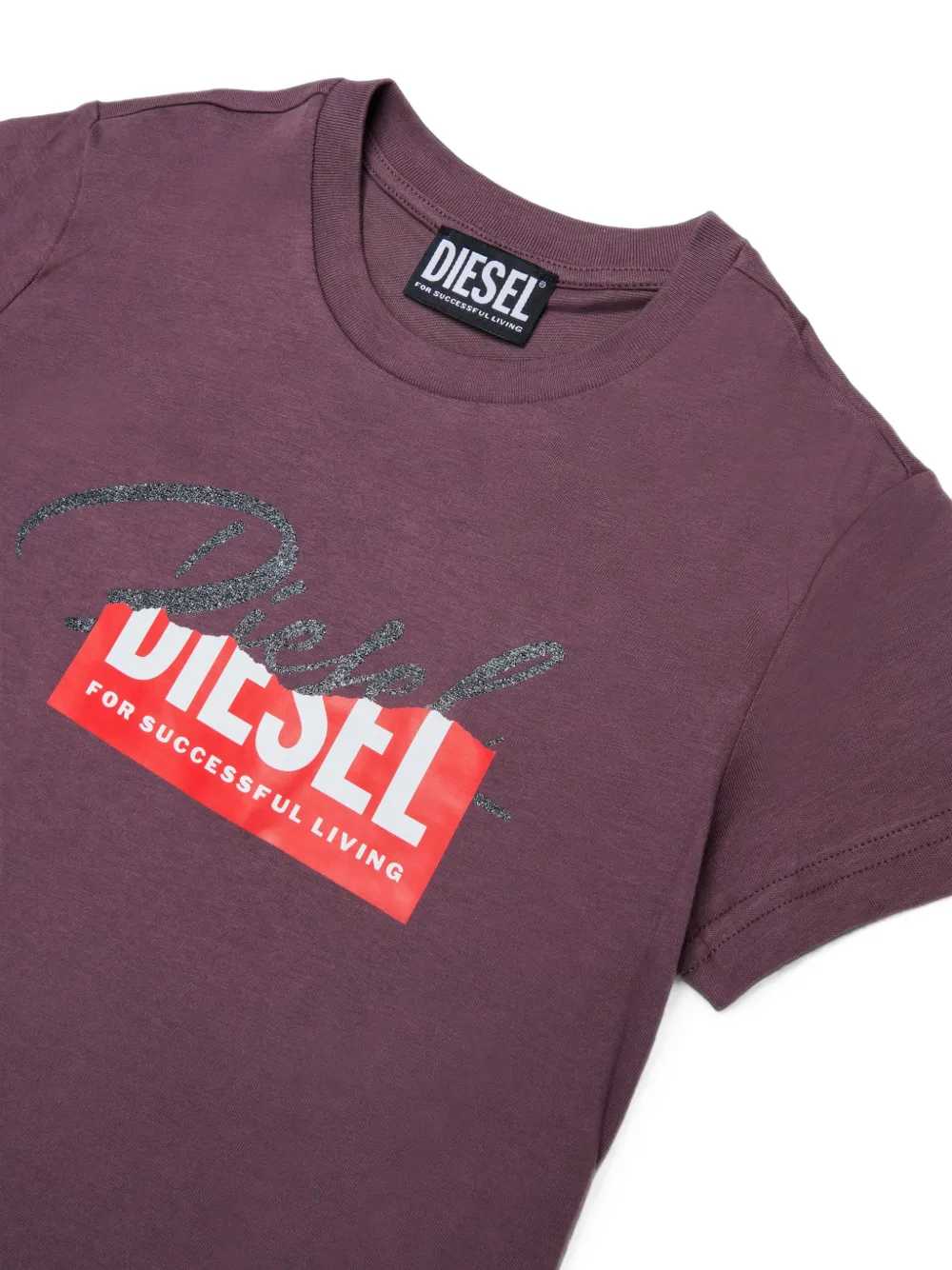Diesel Kids Katoenen T-shirt met logoprint Paars