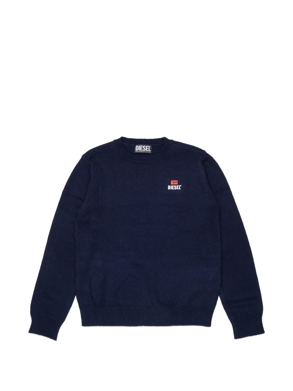 Diesel Kids logo-embroidered crew-neck sweater Blauw