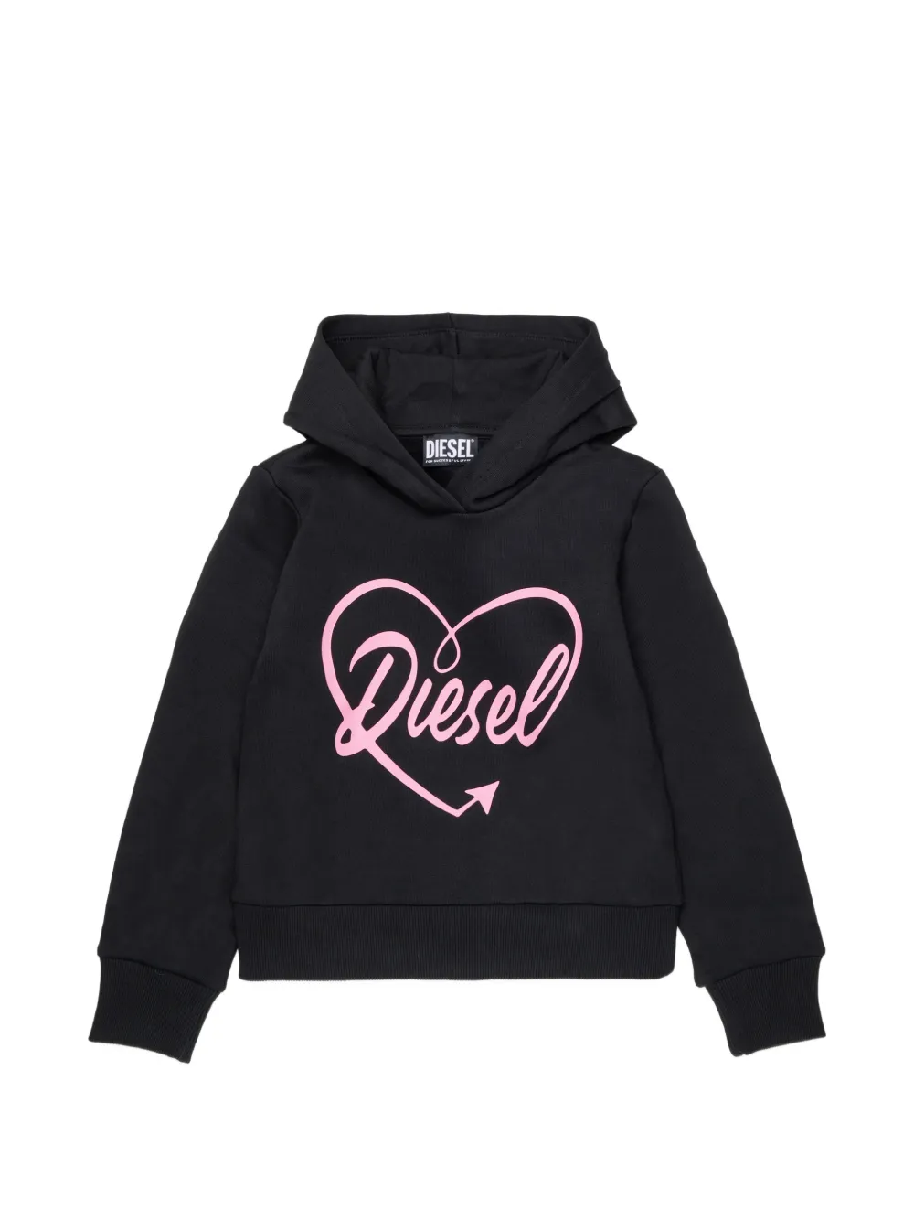 Diesel Kids logo-print heart-motif hoodie Zwart