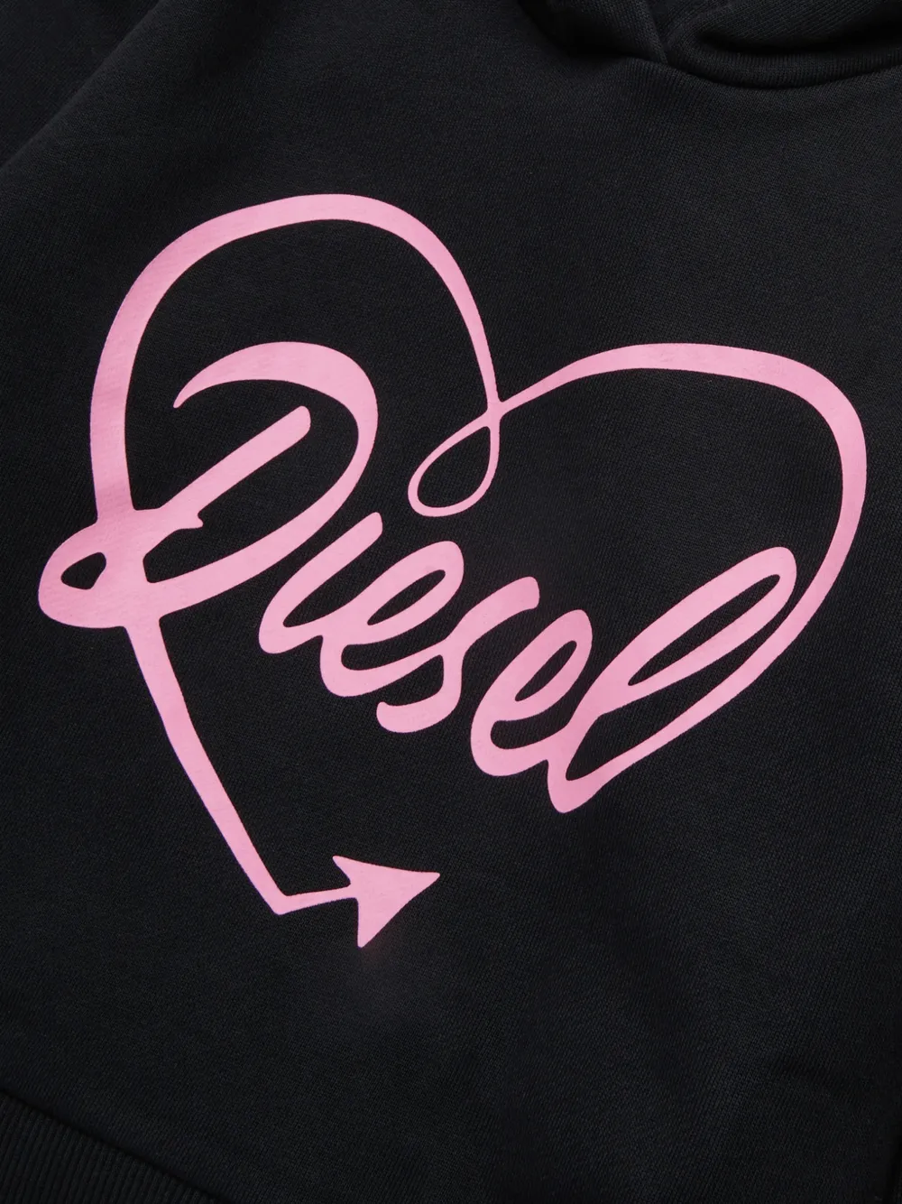 Diesel Kids logo-print heart-motif hoodie Zwart